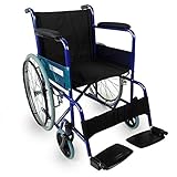 Mobiclinic, Modell Alcazar, Orthopädischer Rollstuhl, faltbar, europäische Marke, für Behinderte, manuelle Bremse, feste Armlehnen und klappbare Fußstützen, Farbe Blau/Schwarz, Sitzfläche 46 cm