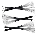 XDrum XJB2 Wire Drumstick Brushes SET 3 Paar (Drumbesen, Metallbesen, einziehbare Drähte, Länge: 33 cm, gummierter Griff)