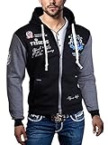 Trisens GEILES Hoodie Oldschool Kapuzen College Jacke Sweatjacke Baseball Sportjacke S M L XL XXL, Größe:S, Farbe:Schwarz/Grau