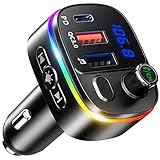 Bovon Bluetooth Adapter Auto mit 2021 Upgrade Mikrofon, PD 18W & QC 3.0 Auto Ladegerät, FM Transmitter Auto Bluetooth 5.0, Unterstützt Freisprechen, Navigation, Siri/Google Assistent