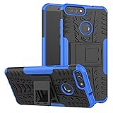 xinyunew Huawei P Smart Hülle, Handyhülle Case 360 Grad Ganzkörper Schutzhülle+Panzerglas Schutzfolie Schützend Handys Schut zhülle Tasche Cover Skin mit Ständer für Huawei P Smart Blau