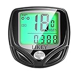 Likey Fahrradcomputer Kabellos,16 Funktionen Fahrrad Computer,wasserdichte, LCD Display,Fahrradtacho Radcomputer Tacho (Schwarz)