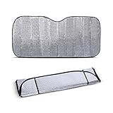 Keenso Auto Windschutzscheibe Sonnenblende, Auto Doppelseitig Windschutzscheibe Frontscheiben Sonnenschutz Reflektierende Windschutzscheibe Visier 130*60cm für Lastwagen Lieferwagen Geländewagen