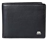Brown Bear Geldbörse Herren Leder Schwarz RFID-Schutz, Echtleder Männer-Portemonnaie im Querformat mit Doppelnaht, Business Geldbeutel mit 9 Karten-Fächer, Portmonee 12,5 x 9,5 cm
