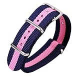 Autulet 20mm Nylon Uhrenarmband Herren Blau-Rosa-Blau