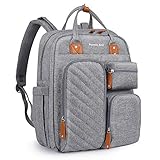 Pomelo Best Wickelrucksack mit abnehmbare Wickelauflage, Isoliertaschen, Kinderwagenbefestigung und gut gepolsterte Gurte und Rücken, Große Wickeltasche für unterwegs