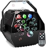 AONCO Mini Seifenblasen Maschine with RGB Lichter, Starker Ausstoß, Tragbare Seifenblasenmaschine für Kinder und Erwachsene Familienfeiern, Kinderfeste, Hochzeiten, Bühnenshows