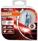 Osram Night Breaker Laser H4 next Generation, +150% mehr Helligkeit, Halogen-Scheinwerferlampe, 64193NL-HCB, 12V PKW, Duo Box (2 Lampen) (Verpackung kann variieren)