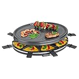 Bomann RG 2247 CB Raclette-Grill zum Grillen und Überbacken, 8 Pfännchen und 8 Holzspatel, Antihaftbeschichtung, Stufenlos regelbarer Thermostat, max. 1400 Watt