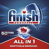 Finish All in 1 Spülmaschinentabs, phosphatfrei – Geschirrspültabs mit kraftvollem Powerball gegen hartnäckigste Fettanschmutzungen – Sparpack mit 60 Finish Tabs
