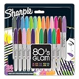 Sharpie Permanent Marker | Marker Stifte mit feiner Spitze | 80s Glam Farben | 24 Stück Market Set