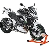 Hi-Q Tools Montageständer Motorrad Ständer Motorradheber Vorderradständer Wippe, einfaches Abstellen des Fahrzeuges, ideal für den Transport, fester Stand, Orange, einstellbar für fast alle Rad-/Reifengrößen