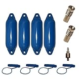 Majoni Komplettset 4er-Set Star 15 Fender Bootsfender mit 4 Fenderleinen, 2 Ersatzventilen und 1 Ventiladapter - blau 45 x 12 cm