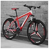 Unbekannt Mountain Bikes, 24 Zoll-Männer Frauen Carbon Steel Fahrrad, All Terrain Mountain Bike mit Doppelscheibenbremse,Rot,24Speed