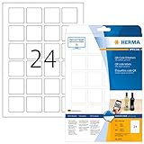 HERMA 9642 QR-Code Etiketten DIN A4 blickdicht (40 x 40 mm, 25 Blatt, Papier, matt, quadrat) selbstklebend, bedruckbar, permanent haftende QR-Code Aufkleber, 600 Klebeetiketten, weiß