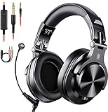 OneOdio Kopfhörer mit Mikrofon Headset mit Kabel Wired PC Headphone mit Boom Mic für Handy und PC HiFi Studio Over Ear DJ Kopfhörer Adapter-frei mit 6,35mm & 3,5mm Buchse