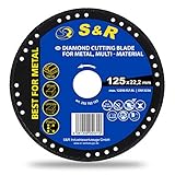 S&R Trennscheibe Multi-Material 125 mm x 22,2 mm, Multi Diamanttrennscheibe für Metall, Holz, Stein, Plastik, für Winkelschleifer