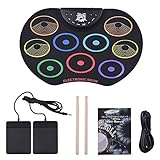 Festnight Elektronische Schlagzeug, E Drumset für Kinder, 9 Silicon Drum Pads Trommel mit Drumsticks Pedalen Regalo Musicale