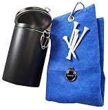 RoLoGOLF Golfgeschenk-Set: Golftuch + Cap-Clip incl. 1 Golfball Marker mit INITIALEN oder VORNAMEN + 5 Tees + Geschenkdose