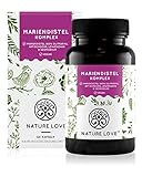 NATURE LOVE® Mariendistel, Artischocke, Löwenzahn & Desmodium 4-fach Komplex - 120 vegane Kapseln - Hochdosiert mit 80% Silymarin - Laborgerprüft, hochdosiert, in Deutschland produziert