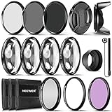 Neewer® 52mm Komplettes Objektivfilter-Zubehör-Set für Objektive mit 52mm Filtergröße: UV CPL FLD Filterset + Makro Nahaufnahmen Set (+1 +2 +4 +10) + ND Filterset (ND2 ND4 ND8) + weiteres Zubehör