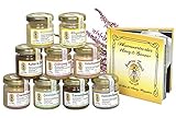Honig Geschenk-Set 9 Sorten á 50g - mit Honigbuch (96 Seiten) und über 30 Rezepten - von Imkerei Nordheide | Honig zum Kennenlernen in Geschenkbox aus Karton