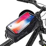 BAONUOR Fahrrad Rahmentasche Fahrrad Handytasche für iPhone 8 Plus/7/6s Plus/6 Plus/Samsung s7 Edge andere bis zu 6,5 Zoll Smartphones, Wasserabweisende Fahrrad Lenkertasche GRAU