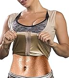 Damen Taillen-Trainer, Schwitzweste, Polymer, zum Abnehmen, Workout, Sauna, Tank Top Shapewear für Gewichtsverlust S beige