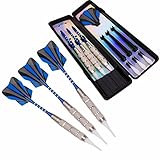 3X Darts/Dartpfeile von TripleDarts für Softdart/E-Dart / | inkl. 3X Dart-Flights aus PET & hochwertiger Aufbewahrungsbox | Gesamtgewicht des Darts: 17,9g | Design: BlueStripes