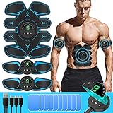 SUNGYIN EMS Muskelstimulator bauchtrainer ABS Trainingsgerät Professionelle USB Elektrostimulation Elektrisch Bauchmuskeltrainer Fitnessgürtel für Damen Herren 8 Pack (blau)