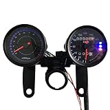 KKmoon Tachometer (13.000 UpM) und Dual-Geschwindigkeitsmesser (km/h) mit LED-Signalanzeige für 12-V-Universalmotorräder