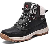 Sixspace Winterstiefel Warm Gefütterte Winterschuhe Outdoor Schneestiefel rutschfest Winter Boots Wanderschuhe für Herren Damen Schwarz 38 EU