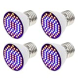 [4 Stück] Pflanzenlampe XJLED 4W Wachstumslampe SMD 2835 60LEDs Rotes Blaues Spektrum LED Pflanzenleuchte mit Standard E26 / E27 Buchsen für Innenanlagen Veg Blumen, Pflanzenanbau, Hydroponik-Gewächshaus organisch, arbeitend im Garten, Büro
