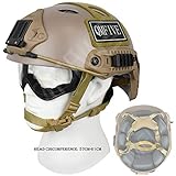 QMFIVE Airsoft Helm PJ Mode Helme Leichtbau Taktische Schnelle Helm und Schutzbrille für Airsoft Paintball (Wüste)