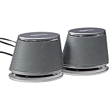 Amazon Basics - PC-Lautsprecher mit dynamischem Sound, USB-Betrieb, Silber, 1 Paar