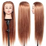 Übungskopf Mannequin Kopf Haarstyling Ingwer, 24 pulgadas Cosmetología Peluquería Maniquí Fibra Cabello para peluquería Cosmetóloga Peinado Entrenamiento