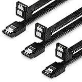 deleyCON 3X 50cm SATA 3 Nylon Kabel Set Datenkabel 6 Gbit/s Anschlusskabel Verbindungskabel Mainboard HDD SSD Festplatte 1 S-ATA Stecker 90° Gewinkelt Schwarz