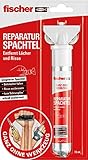 fischer REPARATUR SPACHTEL, fertige Spachtelmasse in Naturweiß, repariert Löcher & Risse, schwundfrei, geeignet für Holz, Beton, Putz, Mauerwerk uvm., 70 ml (37 g)