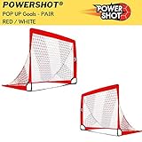 POWERSHOT Fußballtor POP UP - 2 Größen zur Auswahl - 2er Set - faltbares Garten Fußballtor für Kinder in ROT/WEIß (120 x 90cm)