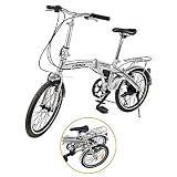Ridgeyard 20' 6 Speed Silver Folding Foldable Adjustable City Bike Bicycles School Sports Shimano