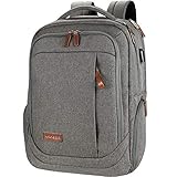 KROSER Laptop Rucksack Schulrucksack 17,3 Zoll Tagesrucksack Wasserabweisende Laptoptasche mit USB Ladeanschluss für Business/Schule/Reisen/Frauen/Männer-Grau MEHRWEG