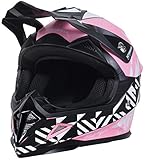 Actionbikes Motors Kinder Cross Helm Hornet ECE 22/05 Norm - Straßenzulassung - Motocross - Crosshelm - Downhill - Fullface (Pink, M)