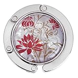 1Pc runde Metall Kleiderbügel Hakenhalter einzigartige Faltung tragbare Blumenmuster Mode Tisch Haken Kristalllegierung Geldbörse Handtasche Tasche-C, Spanien