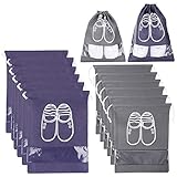 Xddias 12 Stück Schuhbeutel, Wasserdichter Schuhtasche mit Transparente Fenster, Leicht Zugband Travel Aufbewahrungsbeutel (Zwei Farbe)