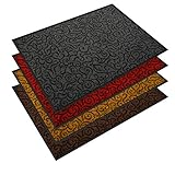 etm Design Schmutzfangmatte | mit Schnörkelmuster | für Eingangsbereich | Fußmatte in vielen Größen und Farben | grau 60x90 cm