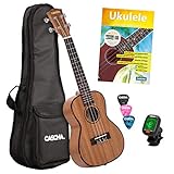 Cascha Konzert Ukulele Set Kinder Erwachsene I Ukulele Starter Kit 3 Plektren Tasche deutsches Lehrbuch Stimmgerät I Konzert Ukulele Mahagoni I Kleine Hawaii Gitarre für Anfänger Fortgeschrittene