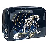 Kulturtasche Cooles Astronauten-Elektrofahrzeug Kulturbeutel für Damen Herren Kinder Bunt Kosmetiktasche Waschtasche für Männer Frauen Waschbeutel in Premium-Qualität 18.5x7.5x13cm