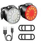 BICMTE Fahrrad Rücklicht, wasserdichte Fahrradrücklicht LED USB Aufladbar, Licht Fahrradlampe mit 6 Licht-Modi für Radfahren, Camping, Wanderung（2 Stück）
