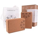 SUPERLETIC® Yoga Block Elite - Yogablock Kork 2er Set I Yogaklotz als Hilfsmittel für Asanas I Yoga Zubehör I Yoga Block Kork für Fitness, Rücken und Regeneration