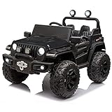 BPD Elektrisches Kinderauto Elektroauto XL Geländewagen für Kinder 4x45W AWD, Ledersitz, Eva-Gummireifen, Bluetooth (SCHWARZ-MATT)
